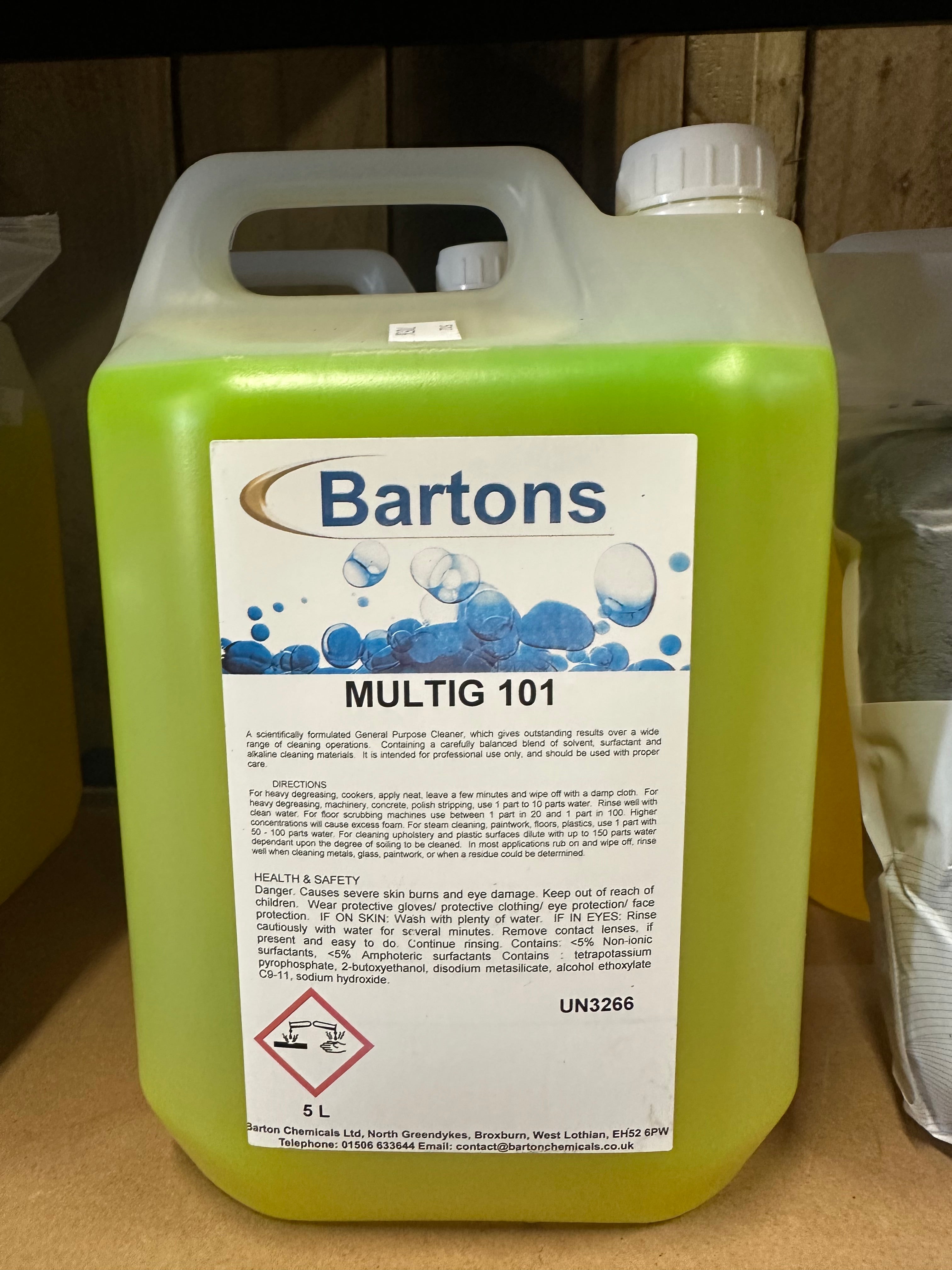 Bartons MULTIG 101 – Professional All Purpose Cleaner & Degreaser (5L)